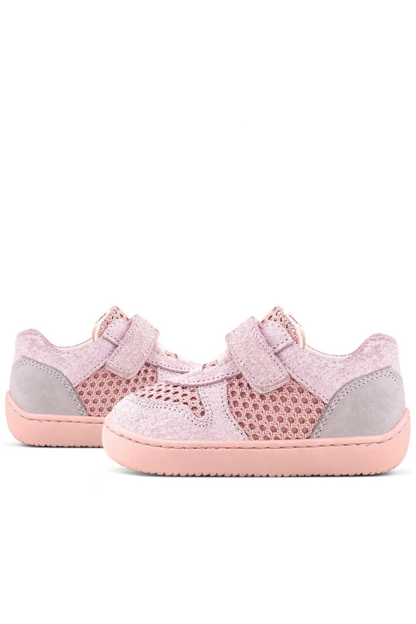 Rakerplus Bob Hakiki Deri Pudra Gri Barefoot Cırtlı Lastikli Bebek Sneaker Ayakkabı - 88