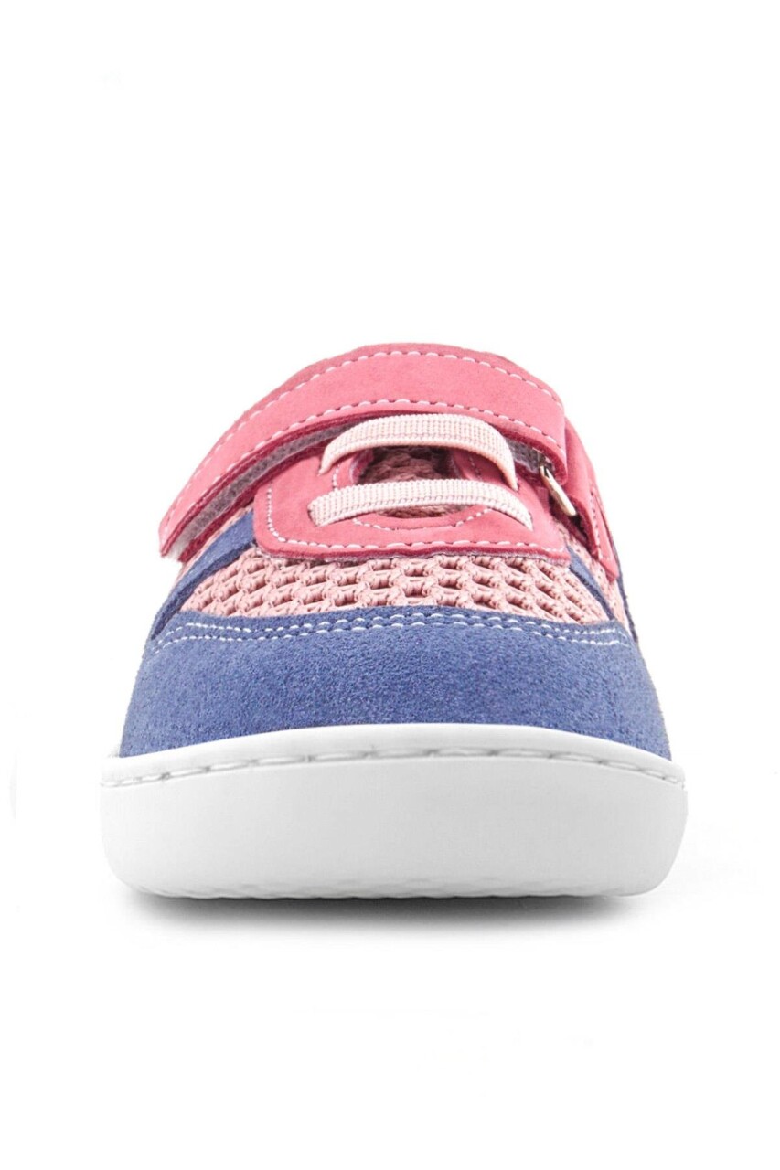 Rakerplus Bob Hakiki Deri Pembe Mavi Barefoot Cırtlı Lastikli Bebek Sneaker Ayakkabı - 53