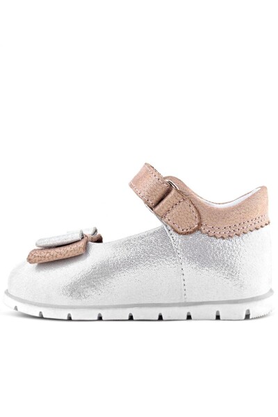 Rakerplus Hakiki Deri Gümüş Pudra Kız Bebek Babet Ayakkabı - 23