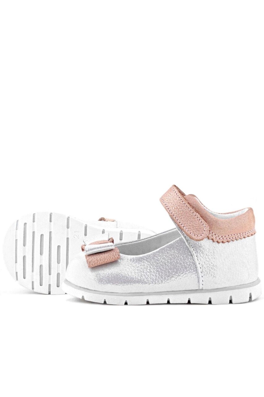 Rakerplus Hakiki Deri Gümüş Pudra Kız Bebek Babet Ayakkabı - 25