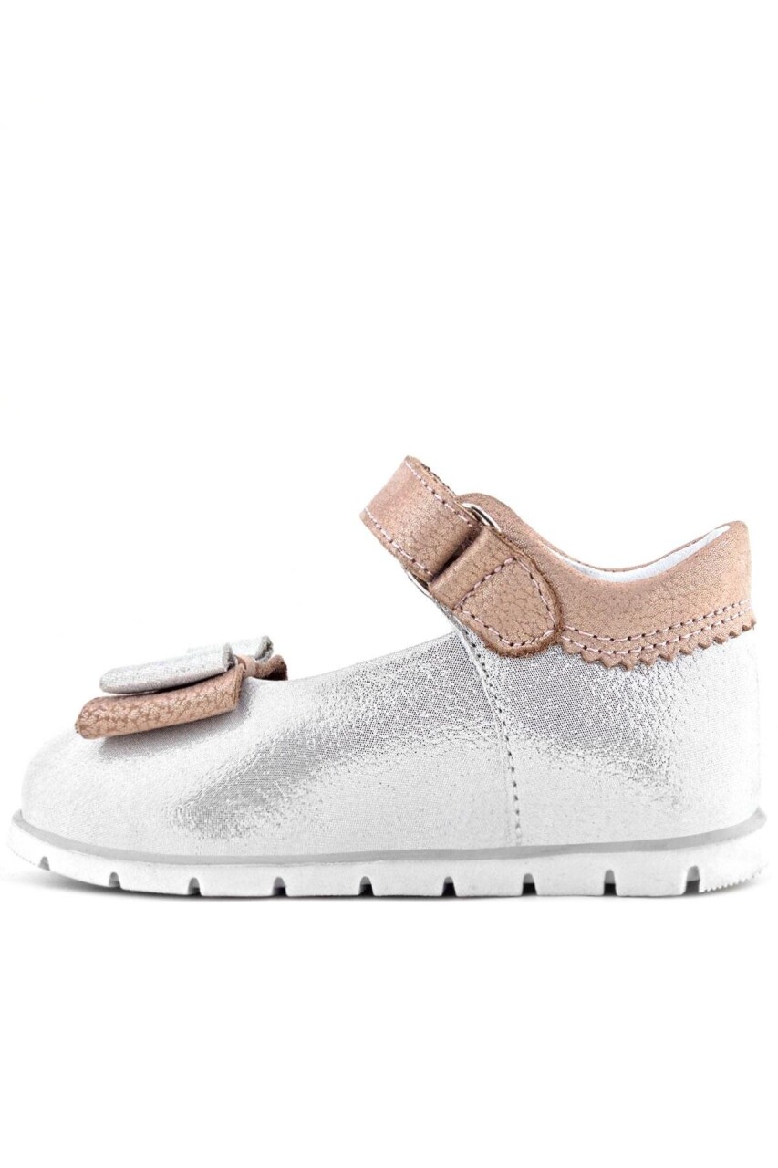 Rakerplus Hakiki Deri Gümüş Pudra Kız Bebek Babet Ayakkabı - 32
