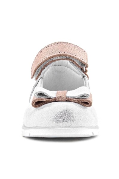 Rakerplus Hakiki Deri Gümüş Pudra Kız Bebek Babet Ayakkabı - 40