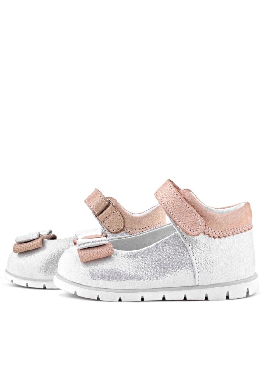 Rakerplus Hakiki Deri Gümüş Pudra Kız Bebek Babet Ayakkabı - 60