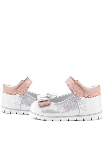 Rakerplus Hakiki Deri Gümüş Pudra Kız Bebek Babet Ayakkabı - 62