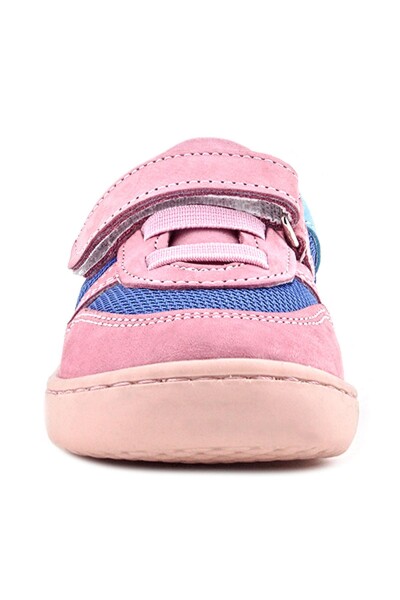 Rakerplus Bob Hakiki Deri Mavi Pembe Barefoot Cırtlı Lastikli Bebek Sneaker Ayakkabı - 34