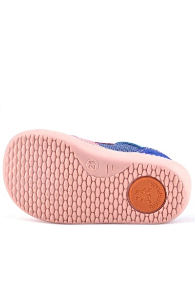 Rakerplus Bob Hakiki Deri Mavi Pembe Barefoot Cırtlı Lastikli Bebek Sneaker Ayakkabı - 50