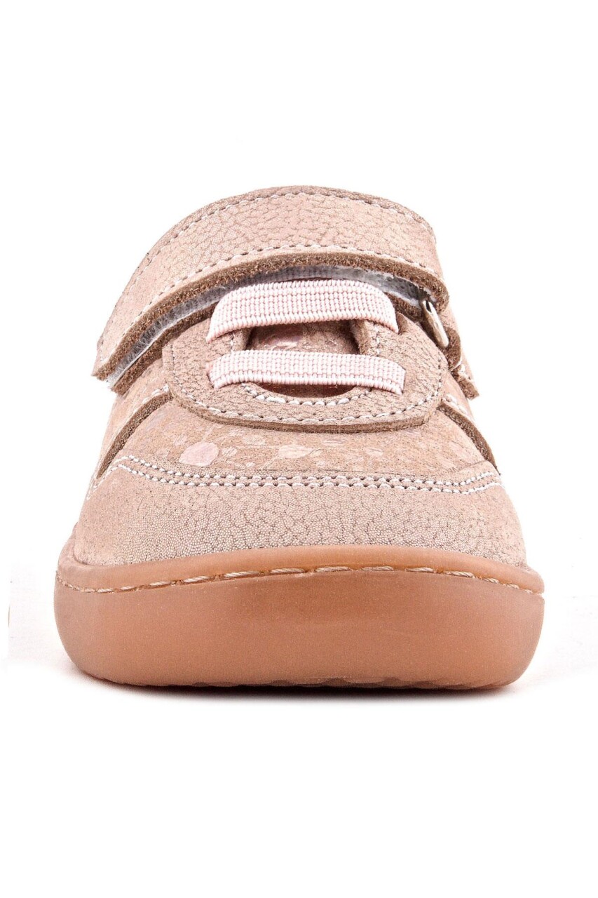 Rakerplus Bob Hakiki Deri Pudra Simli Barefoot Cırtlı Lastikli Bebek Sneaker Ayakkabı - 56