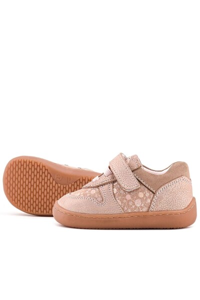 Rakerplus Bob Hakiki Deri Pudra Simli Barefoot Cırtlı Lastikli Bebek Sneaker Ayakkabı - 68