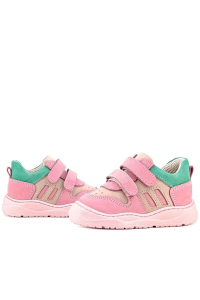 Rakerplus Schaggy Hakiki Deri Pembe Yeşil Bebek Spor Ayakkabı - 8