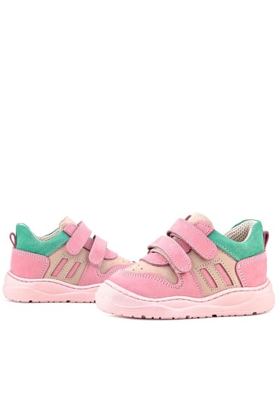 Rakerplus Schaggy Hakiki Deri Pembe Yeşil Bebek Spor Ayakkabı - 26