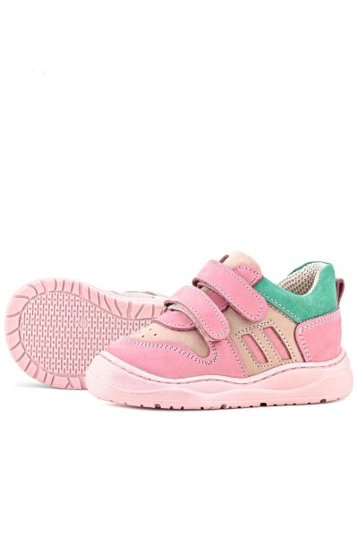 Rakerplus Schaggy Hakiki Deri Pembe Yeşil Bebek Spor Ayakkabı - 34