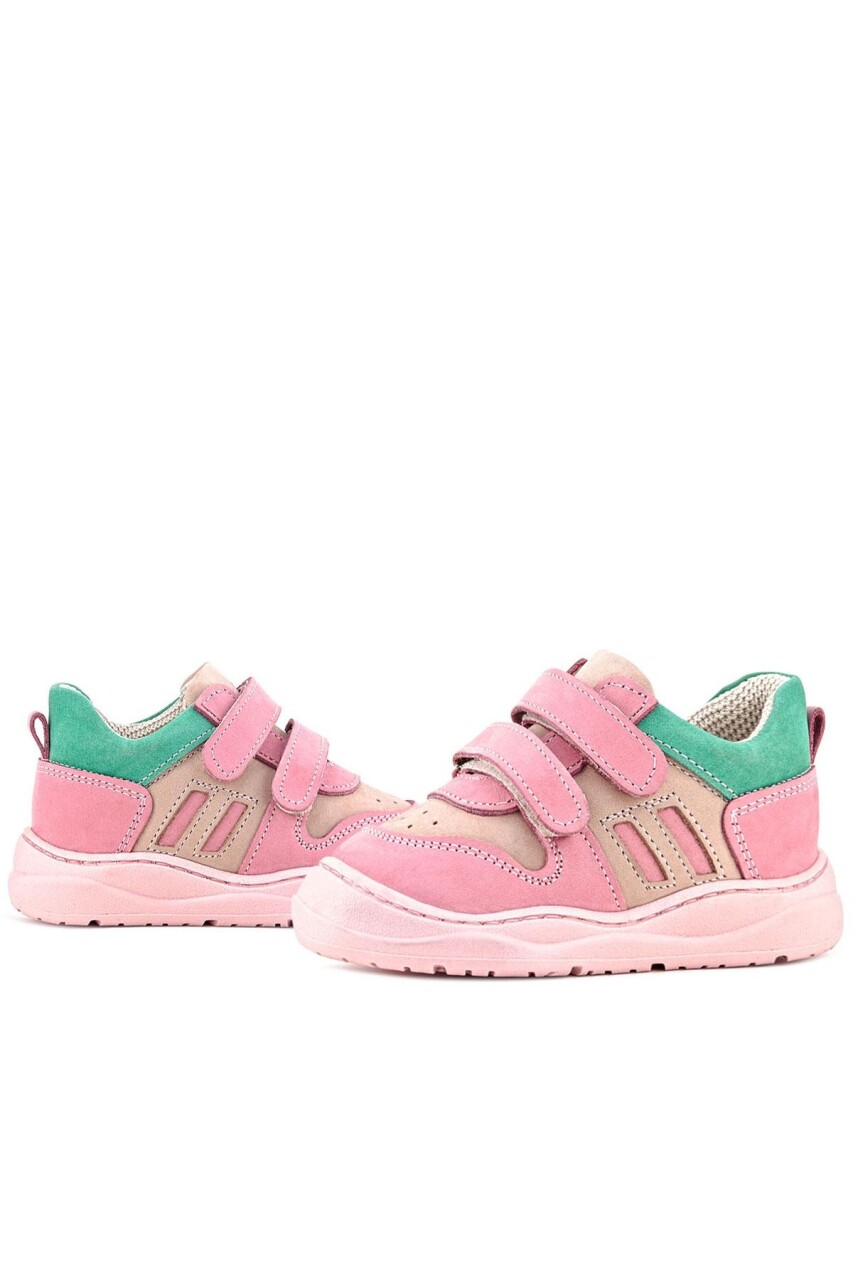 Rakerplus Schaggy Hakiki Deri Pembe Yeşil Bebek Spor Ayakkabı - 44