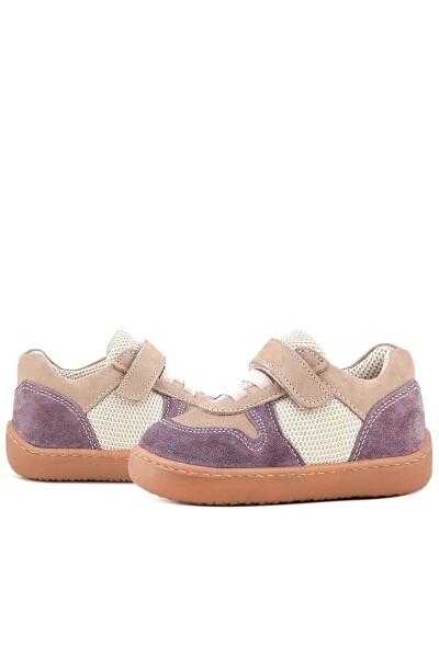 Rakerplus Bob Hakiki Deri Mor Pudra Barefoot Cırtlı Lastikli Bebek Sneaker Ayakkabı - 77