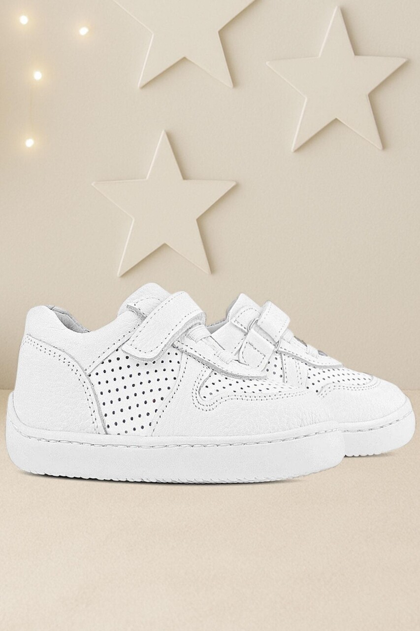 Rakerplus Bob Hakiki Deri Beyaz Barefoot Beyaz Tabanlı Cırtlı Bebek Sneaker Ayakkabı - 31