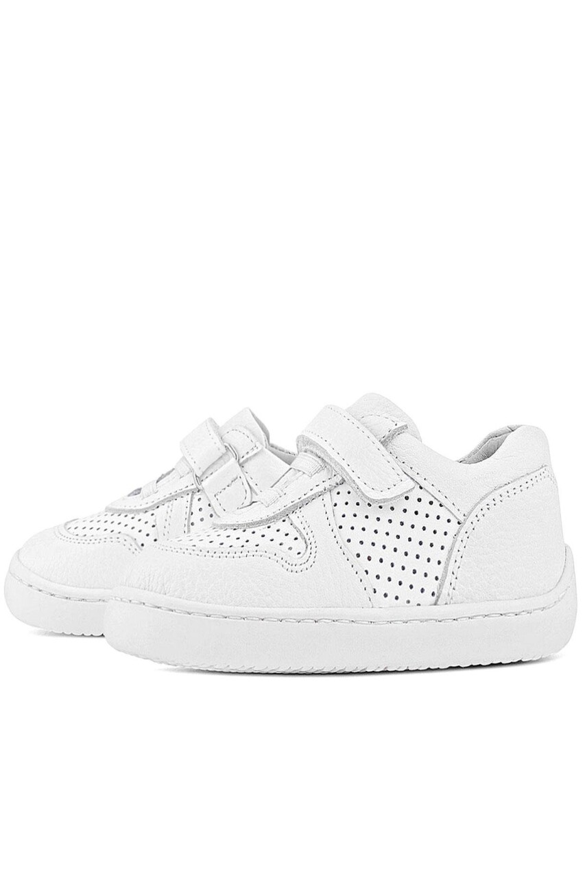 Rakerplus Bob Hakiki Deri Beyaz Barefoot Beyaz Tabanlı Cırtlı Bebek Sneaker Ayakkabı - 46