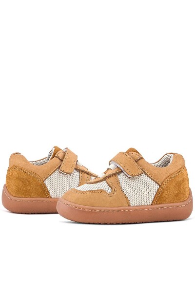 Rakerplus Bob Hakiki Deri Taba Krem Barefoot Cırtlı Lastikli Bebek Sneaker Ayakkabı - 8