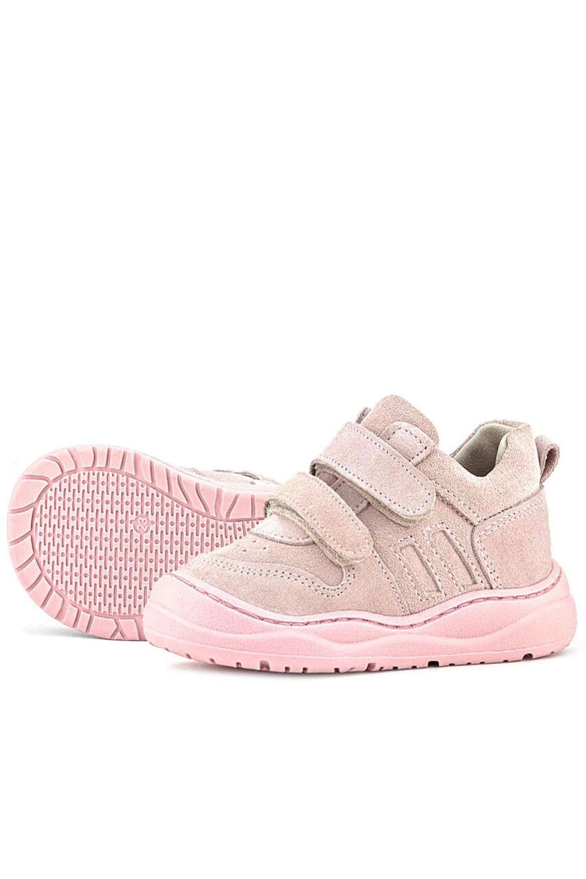 Rakerplus Schaggy Hakiki Deri Pudra Pembe Cırtlı Bebek Spor Ayakkabı - 34