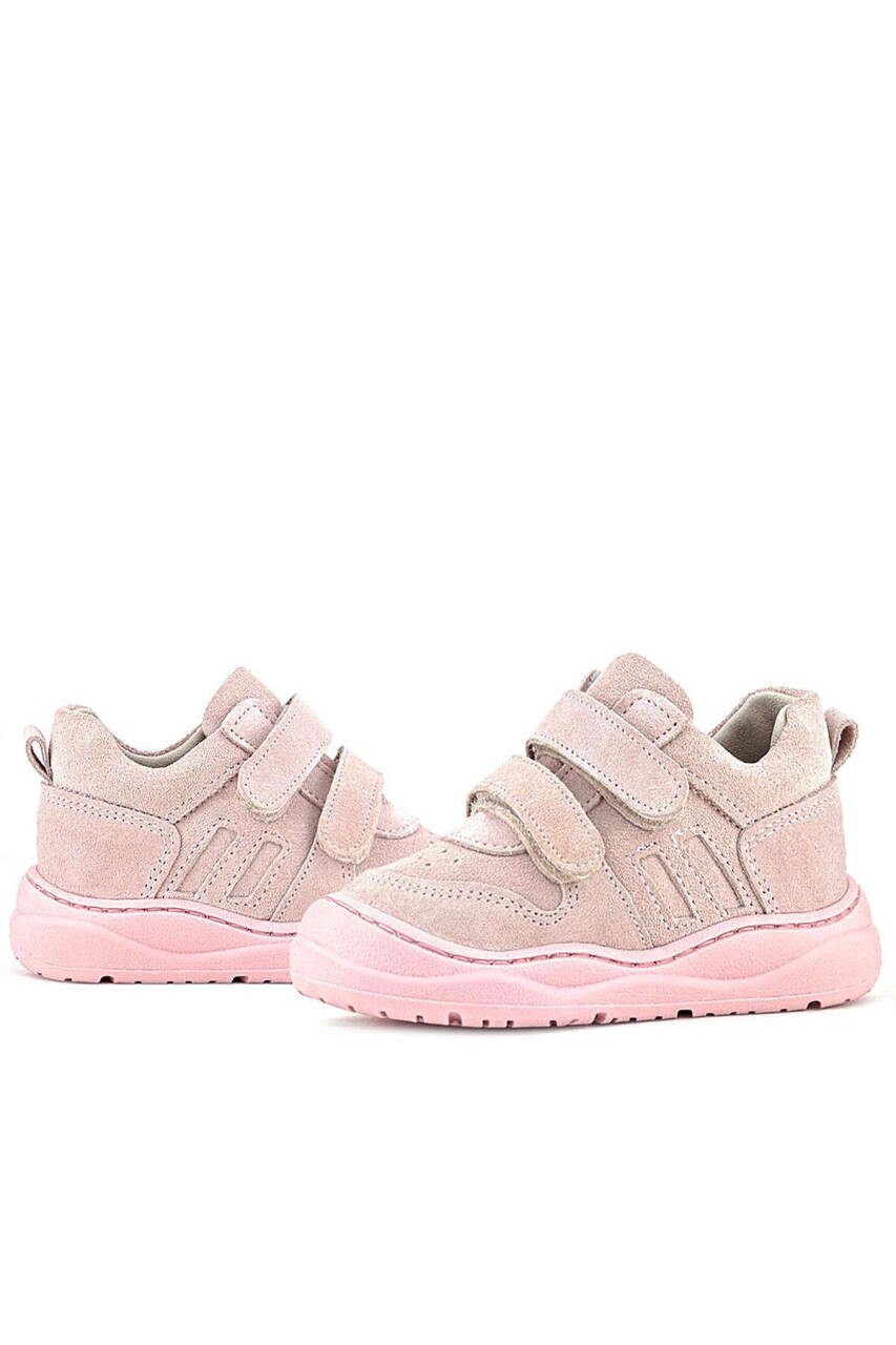 Rakerplus Schaggy Hakiki Deri Pudra Pembe Cırtlı Bebek Spor Ayakkabı - 35