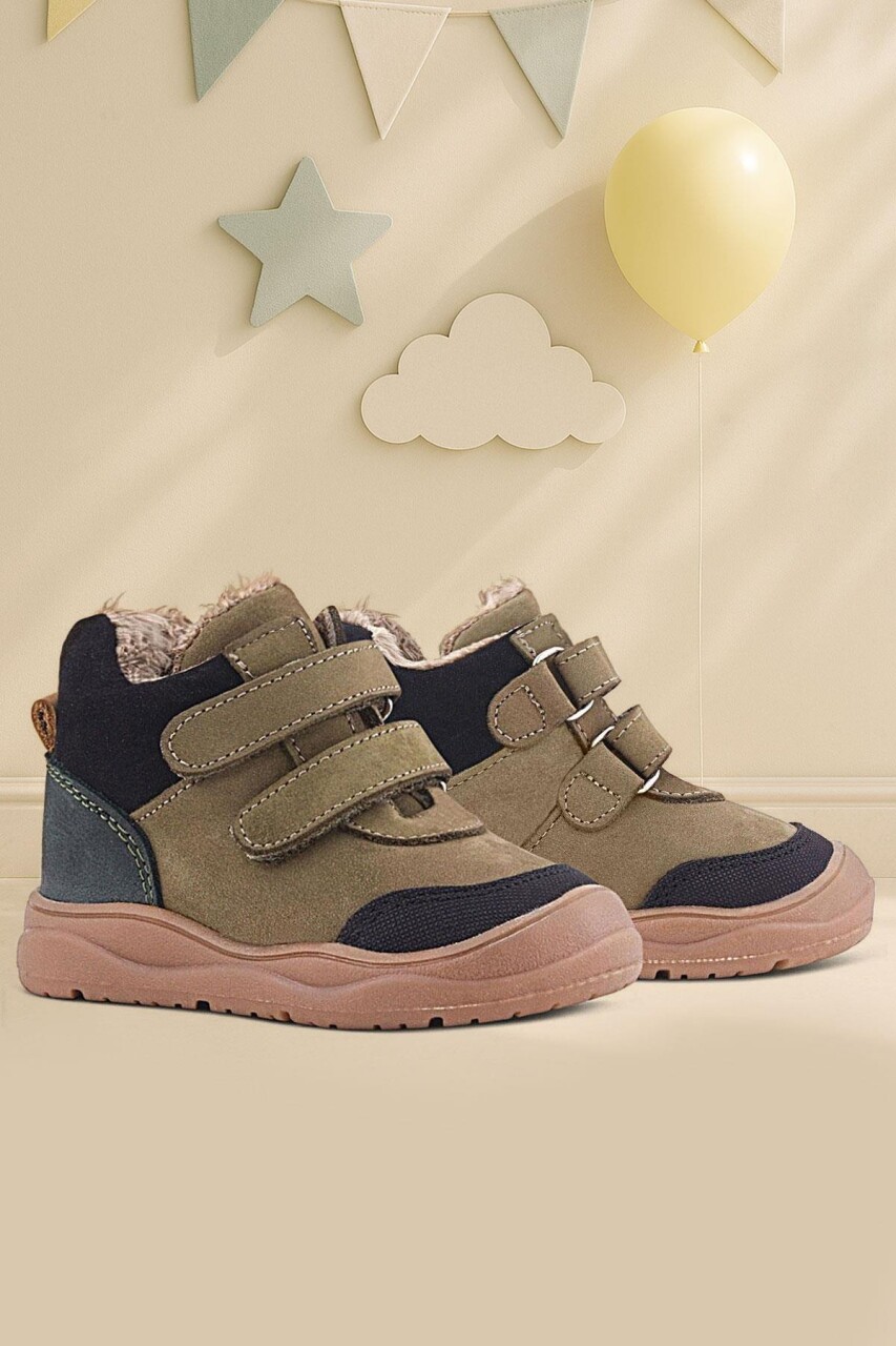 Rakerplus Hakiki Deri Haki Yeşil Cırtlı Çocuk Spor Bot - 46