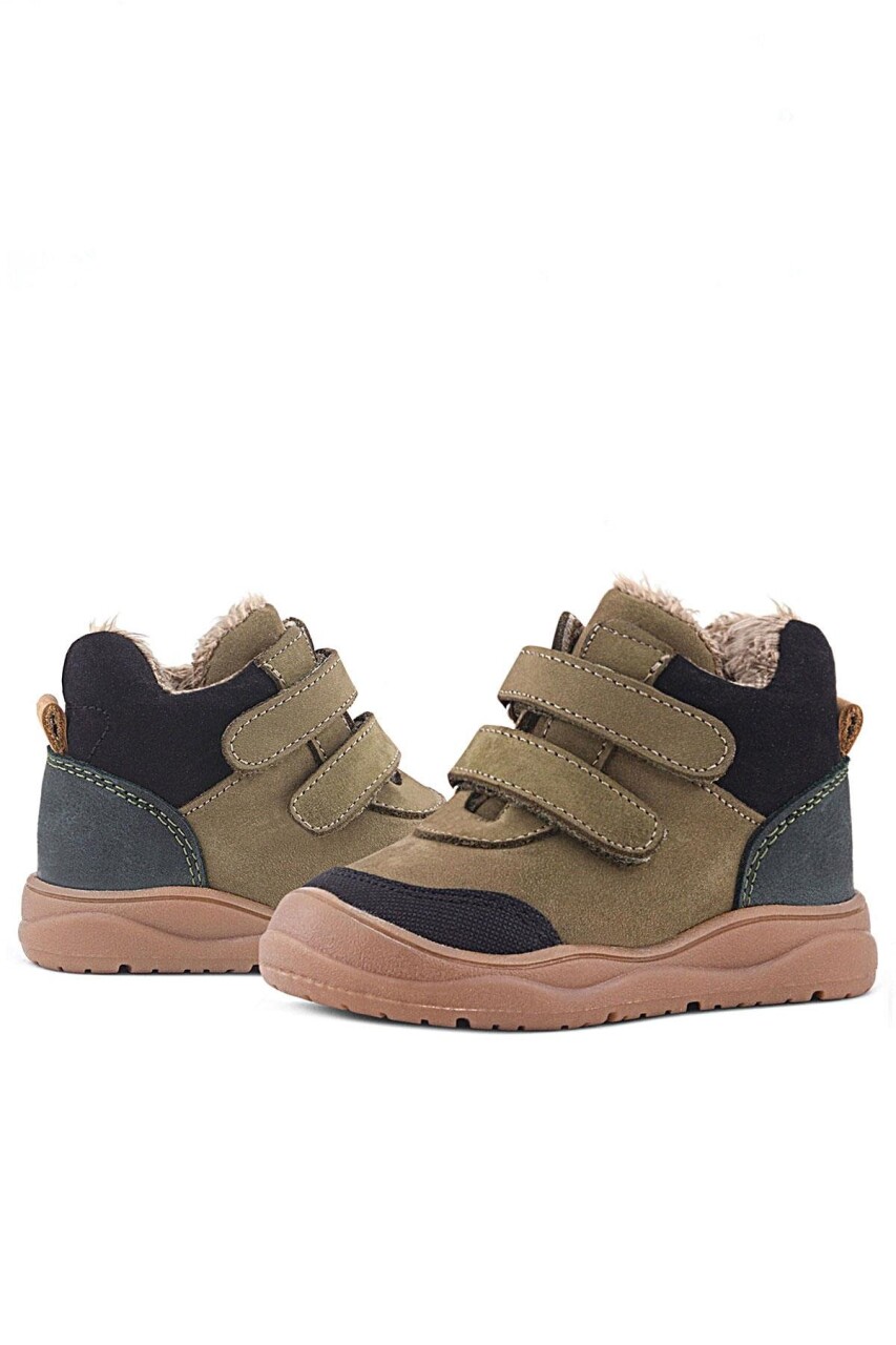 Rakerplus Hakiki Deri Haki Yeşil Cırtlı Çocuk Spor Bot - 53