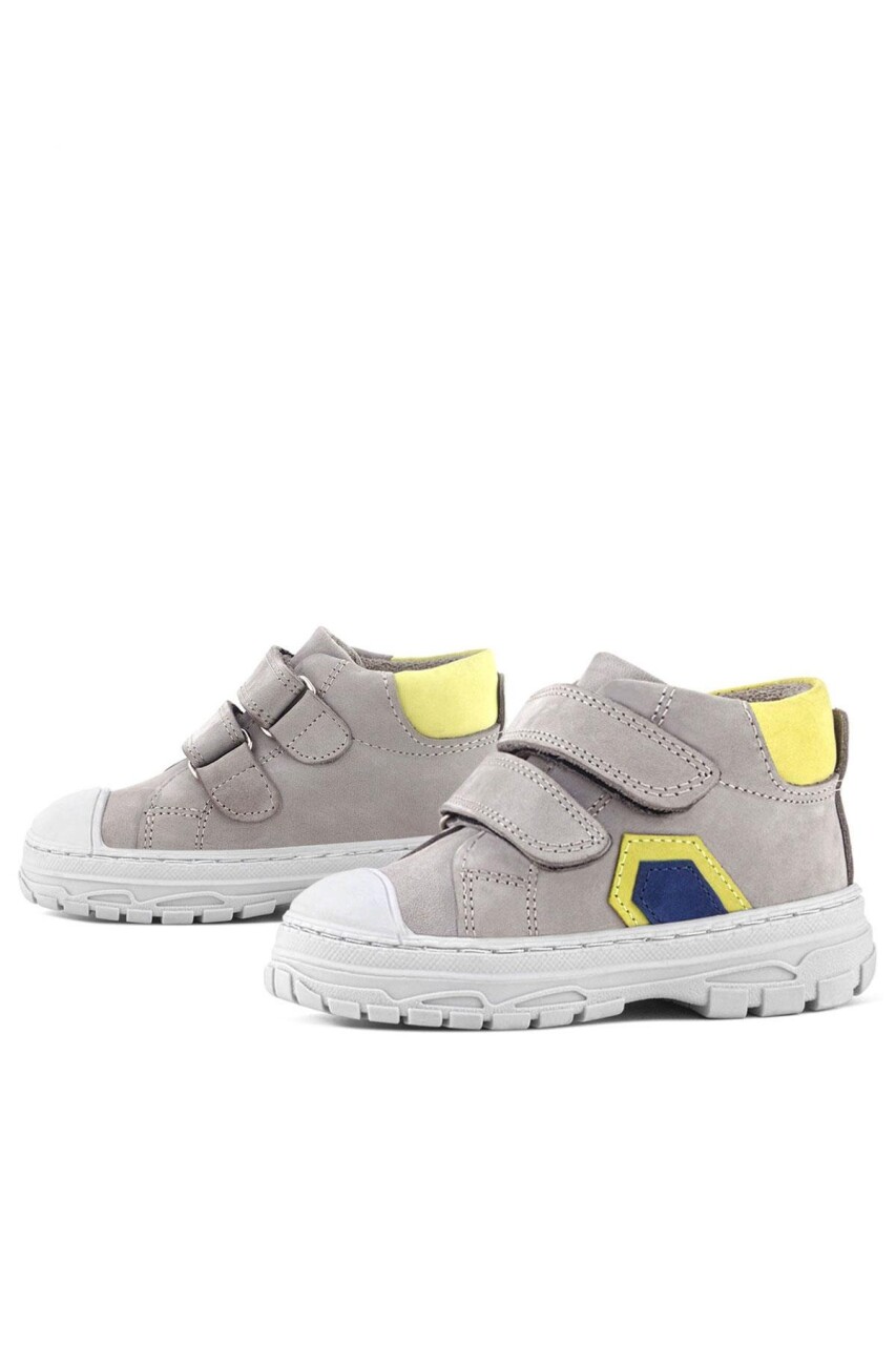 Rakerplus Tails Hakiki Deri Gri Sarı Cırtlı Çocuk Spor Bot - 6