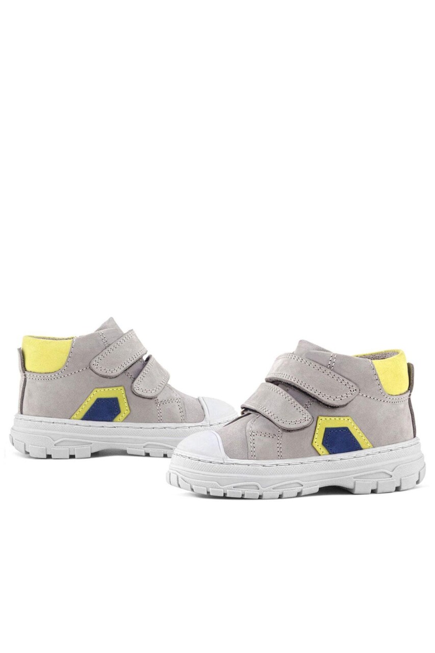 Rakerplus Tails Hakiki Deri Gri Sarı Cırtlı Çocuk Spor Bot - 16