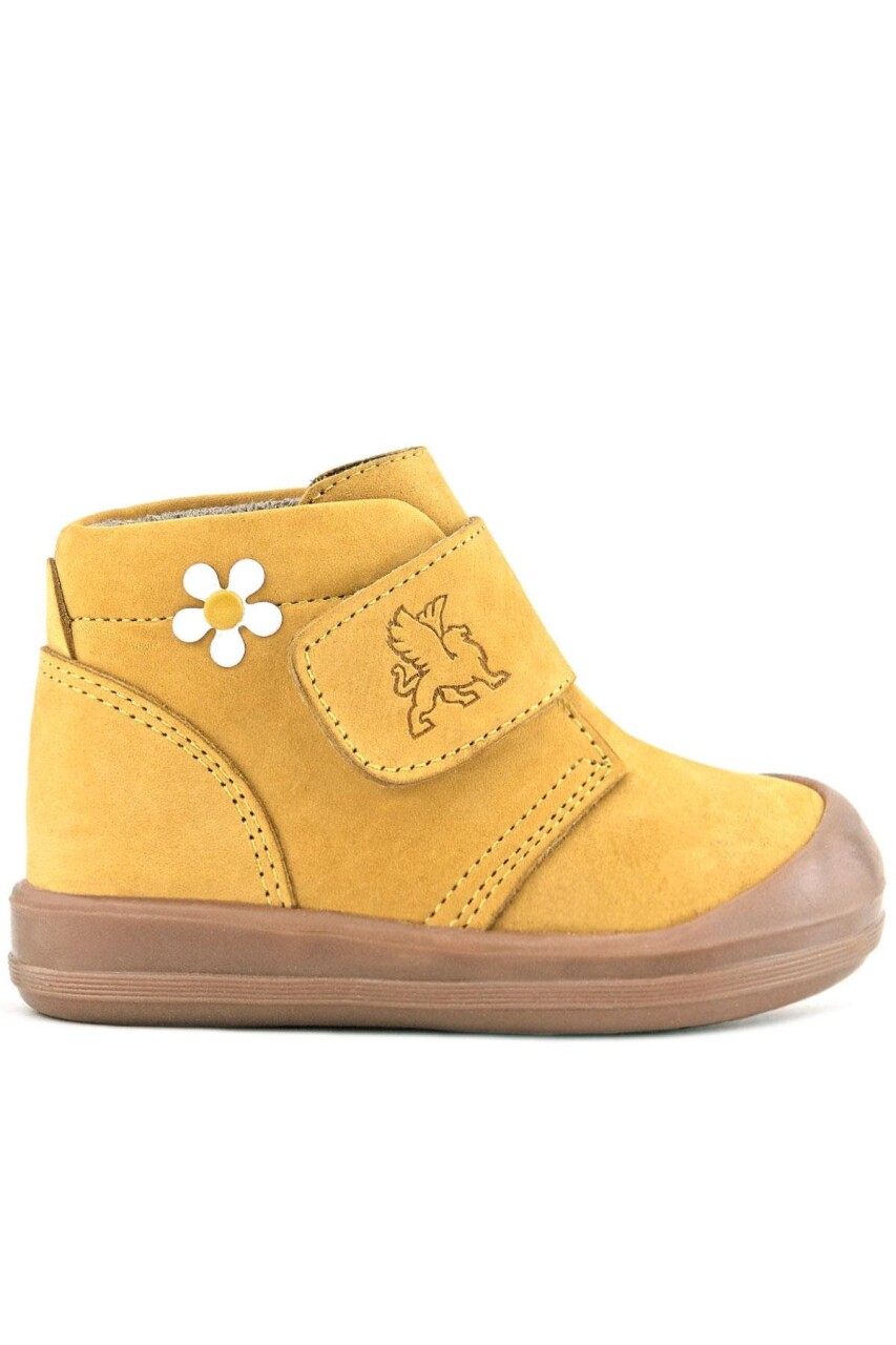 Rakerplus Yoohoo Hakiki Deri Sarı Cırtlı Papatya Detaylı Unisex Bebek Bot - 56