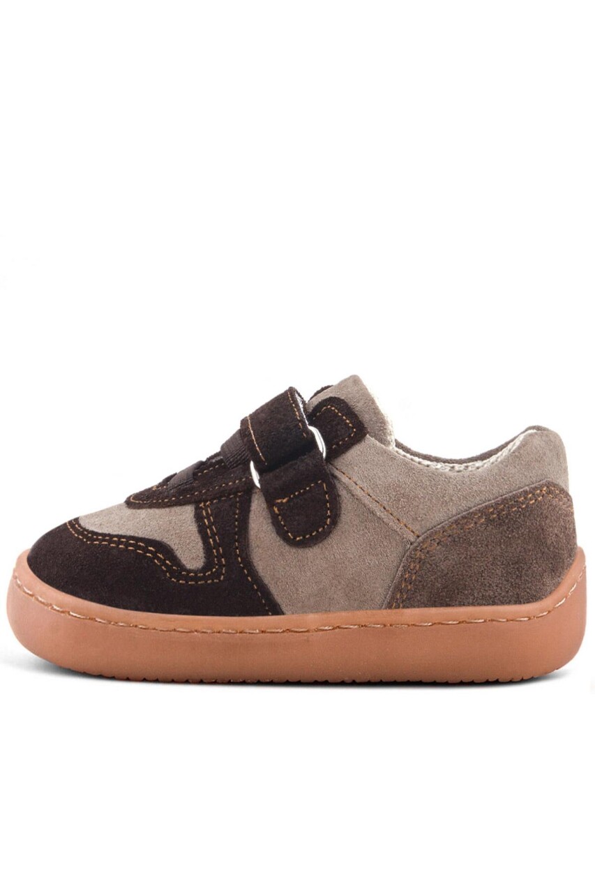 Rakerplus Bob Hakiki Deri Kum Kahve Barefoot Cırtlı Lastikli Bebek Sneaker Ayakkabı - 5