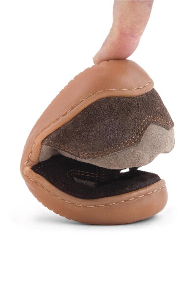 Rakerplus Bob Hakiki Deri Kum Kahve Barefoot Cırtlı Lastikli Bebek Sneaker Ayakkabı - 39