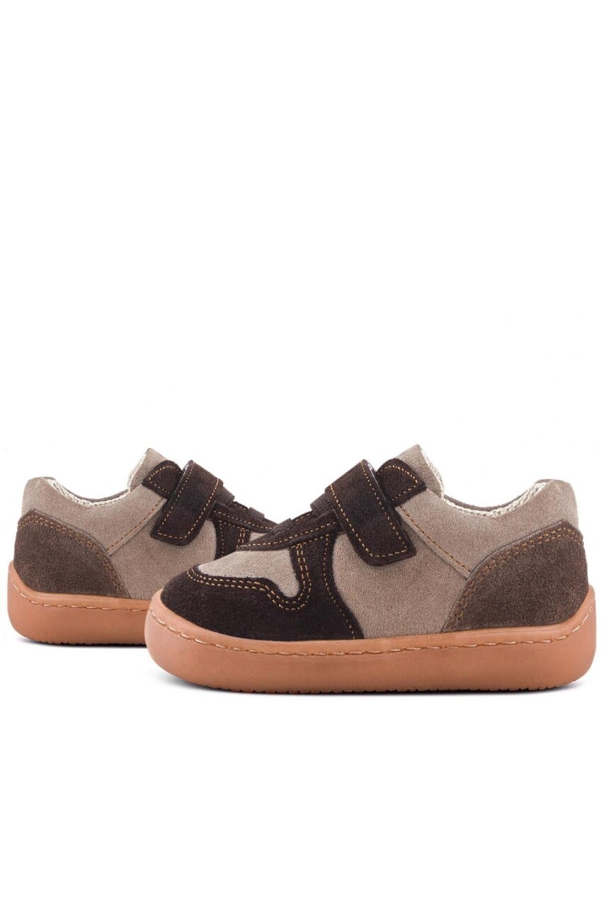 Rakerplus Bob Hakiki Deri Kum Kahve Barefoot Cırtlı Lastikli Bebek Sneaker Ayakkabı - 58
