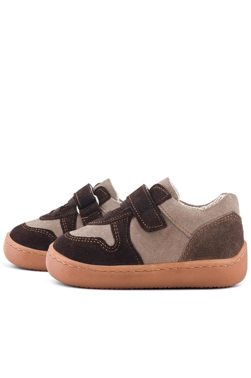 Rakerplus Bob Hakiki Deri Kum Kahve Barefoot Cırtlı Lastikli Bebek Sneaker Ayakkabı - 66