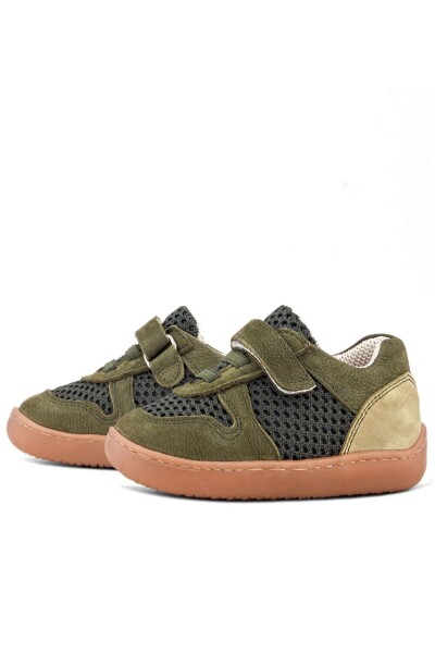Rakerplus Bob Hakiki Deri Haki Yeşil Barefoot Cırtlı Lastikli Bebek Sneaker Ayakkabı - 76