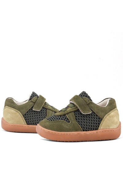 Rakerplus Bob Hakiki Deri Haki Yeşil Barefoot Cırtlı Lastikli Bebek Sneaker Ayakkabı - 78