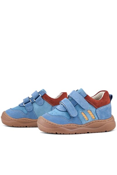 Rakerplus Schaggy Hakiki Deri Mavi Bordo Cırtlı Bebek Spor Ayakkabı - 6