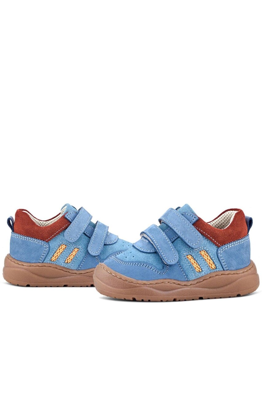 Rakerplus Schaggy Hakiki Deri Mavi Bordo Cırtlı Bebek Spor Ayakkabı - 8