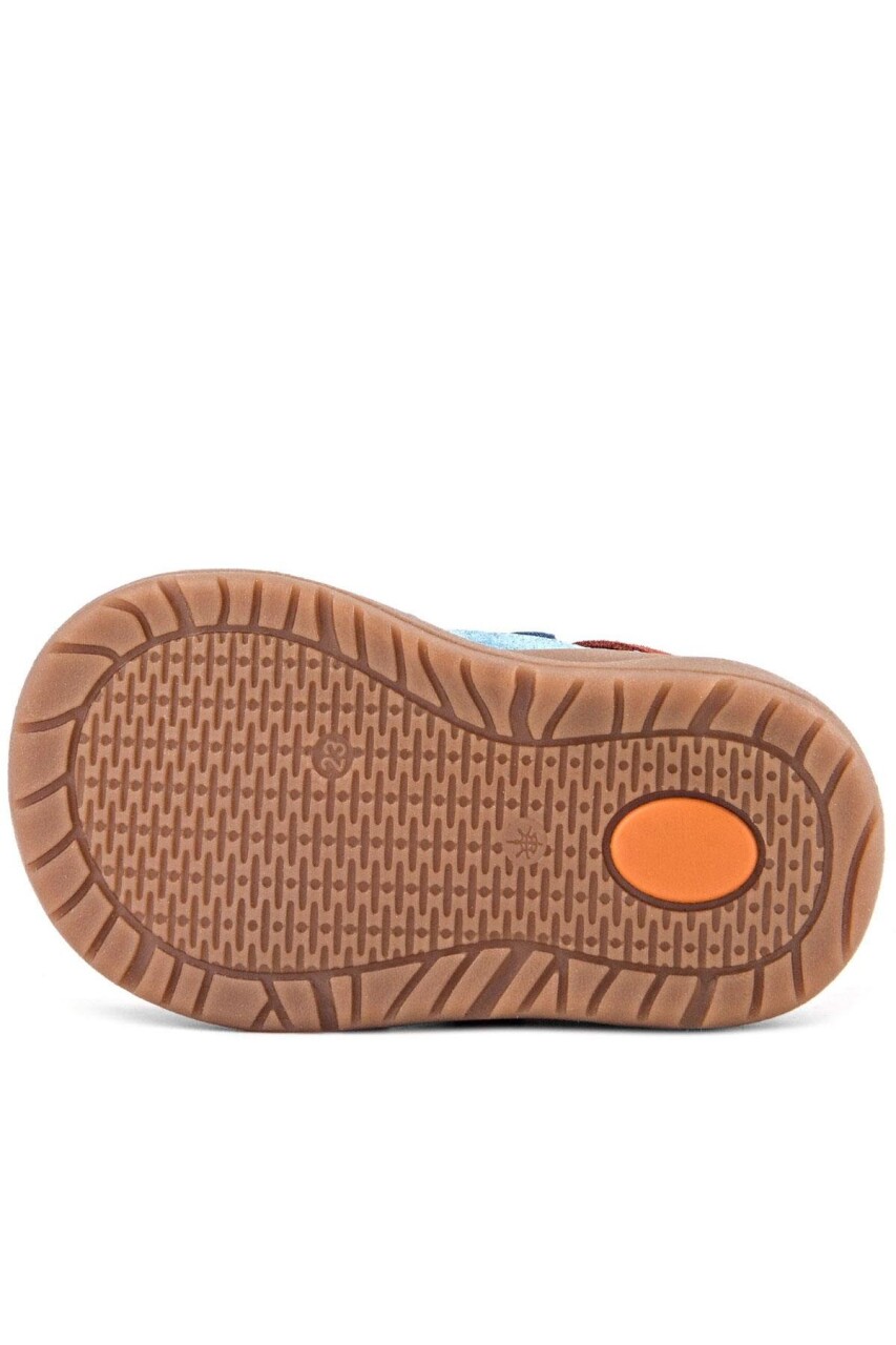 Rakerplus Schaggy Hakiki Deri Mavi Bordo Cırtlı Bebek Spor Ayakkabı - 18