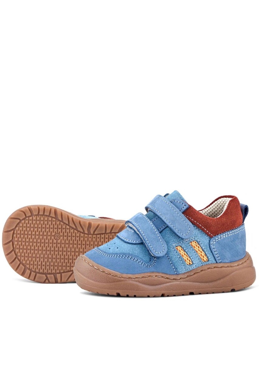 Rakerplus Schaggy Hakiki Deri Mavi Bordo Cırtlı Bebek Spor Ayakkabı - 43