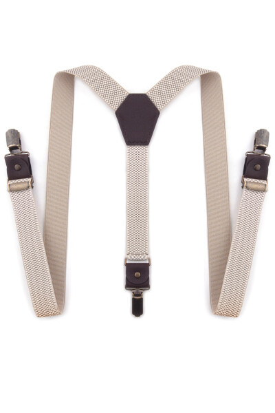 Rakerplus Ayarlanabilir Klipsli Bej Kahve Çocuk Kemer Pantolon Askısı - 2