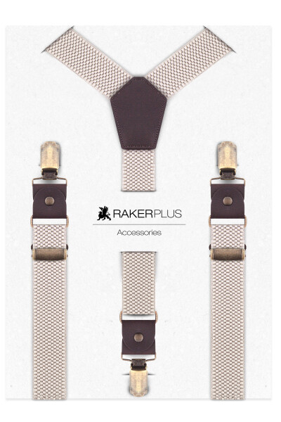 Rakerplus Ayarlanabilir Klipsli Bej Kahve Çocuk Kemer Pantolon Askısı - 5