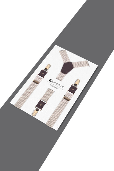 Rakerplus Ayarlanabilir Klipsli Bej Kahve Çocuk Kemer Pantolon Askısı - 7