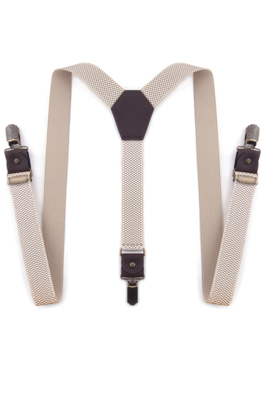 Rakerplus Ayarlanabilir Klipsli Bej Kahve Çocuk Kemer Pantolon Askısı - 9