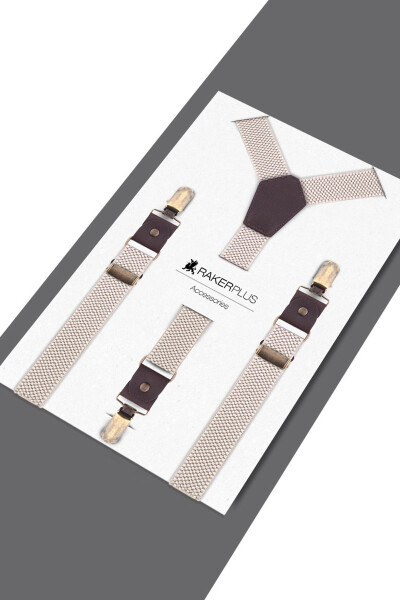 Rakerplus Ayarlanabilir Klipsli Bej Kahve Çocuk Kemer Pantolon Askısı - 13