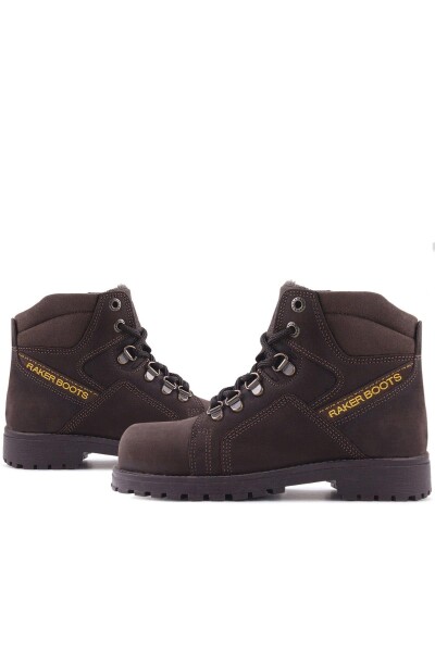 Rakerplus Hakiki Deri Kahve Nubuk Fermuarlı Kürklü Çocuk Bot - 8
