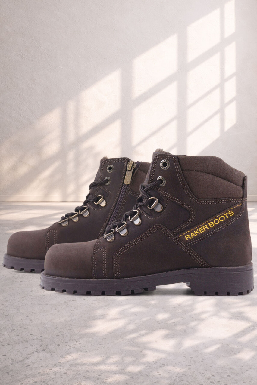 Rakerplus Hakiki Deri Kahve Nubuk Fermuarlı Kürklü Çocuk Bot - 19