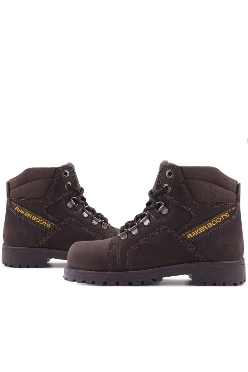 Rakerplus Hakiki Deri Kahve Nubuk Fermuarlı Kürklü Çocuk Bot - 26