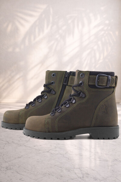 Rakerplus Griffon Hakiki Deri Haki Yeşil Fermuarlı Kışlık Çocuk Bot - 28