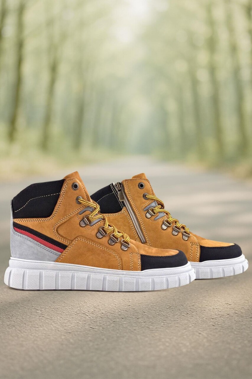 Rakerplus Hakiki Deri Sarı Siyah Fermuarlı Erkek Çocuk Bot - 10