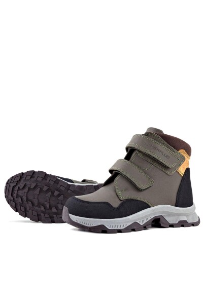 Rakerplus Trekking Hakiki Deri Haki Yeşil Sarı Cırt Cırtlı Erkek Çocuk Bot - 25