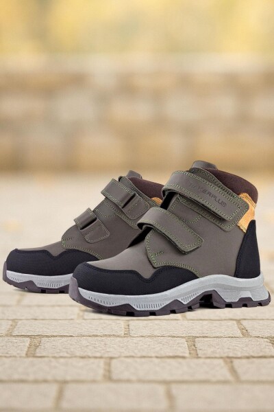 Rakerplus Trekking Hakiki Deri Haki Yeşil Sarı Cırt Cırtlı Erkek Çocuk Bot - 46