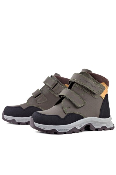 Rakerplus Trekking Hakiki Deri Haki Yeşil Sarı Cırt Cırtlı Erkek Çocuk Bot - 87